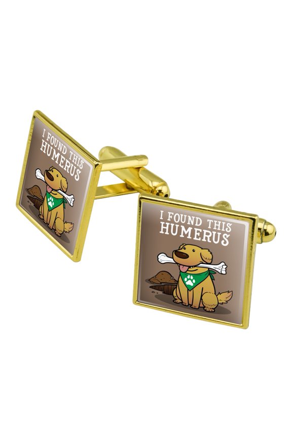 I Found This Humerus Bone Dog Humorous Square Cufflink Set - Silver or Gold