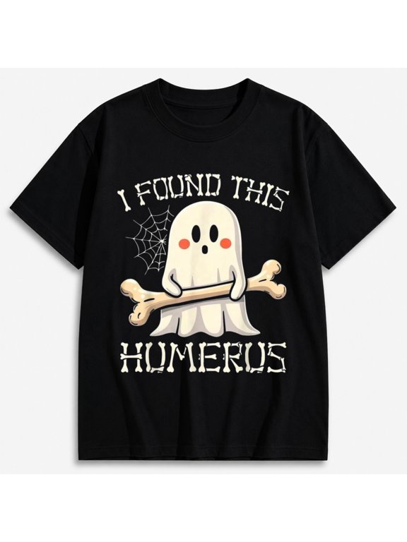 I Found This Humerus Ghost Bone Joke Funny Halloween Shirt for Men and Women, Graphic Short Sleeve T-Shirt
