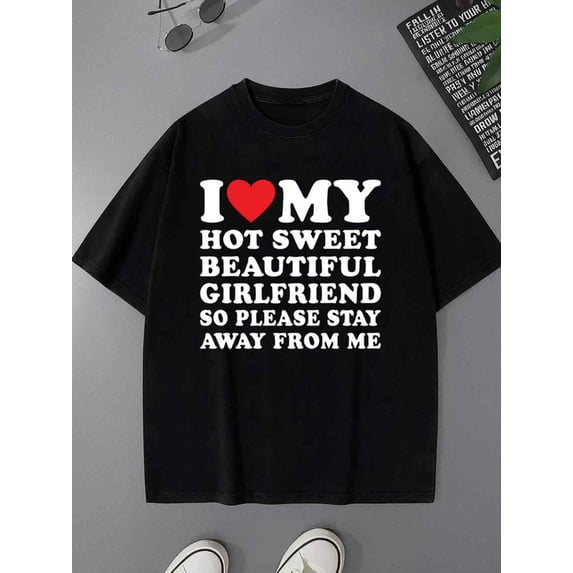 I ❤️ My GF funny humor for men 180G 100% Cotton black Vintage Unisex Shirt Printed tshirts Funny Unisex Shirt Short Sleeve tshirts Vintage Unisex Shirt Graphic Tee tshirts vintage sixty years old