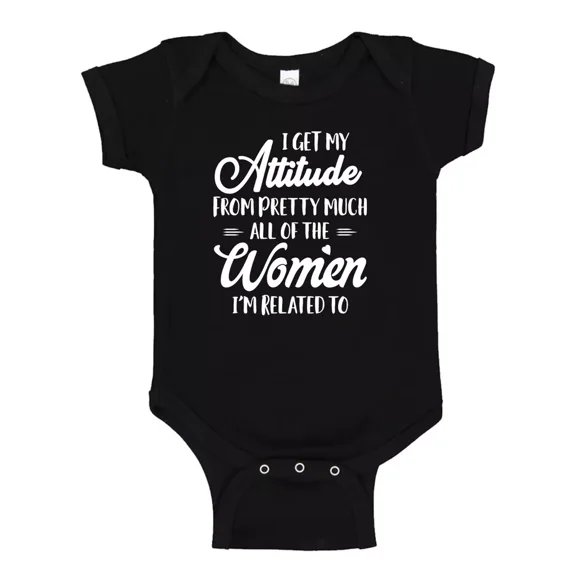 I Get My Attitude From Pretty Much Cute New Born Baby Unisex Gift Baby Bodysuit Cute And Cool Baby Bodysuit, Cute Natural Baby Onesie, Trendy Baby Clothes