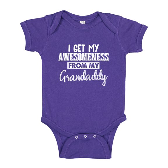 I Get My Awesomeness From My Grandaddy Baby Bodysuit One Piece NB Purple