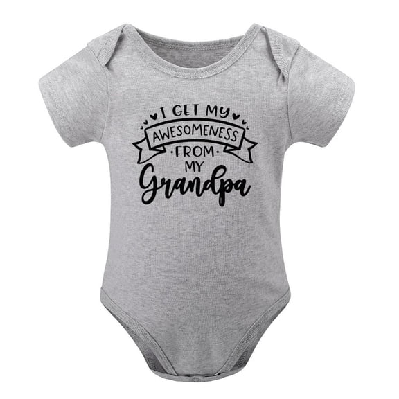 I Get My Awesomeness From My Grandpa - Baby Clothes - Funny Newborn Bodysuit Outfits for Boys And Girls Gray-style-1 12months