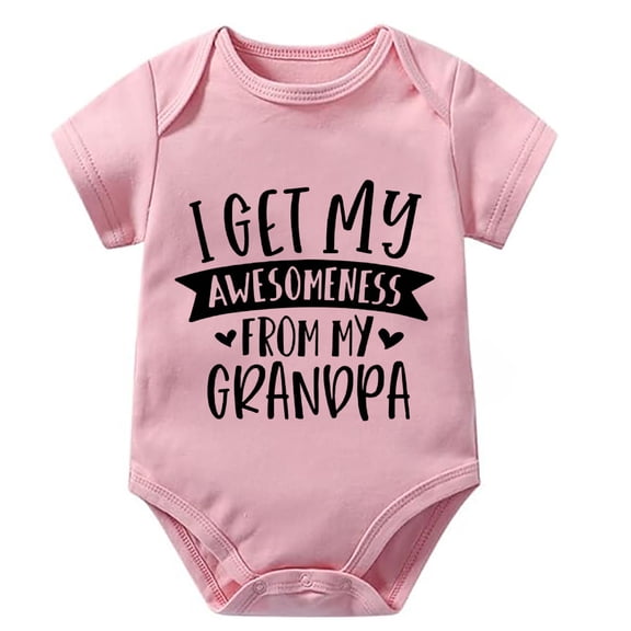 I Get My Awesomeness From My Grandpa Infant Girl Rompers Short Sleeve Boys Romper White Girls Onsies3-6 Months