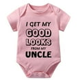 thumbnail image 1 of I Get My Good Looks From My Uncle Newborn Outfits for Boys Short Sleeve Boys Coming Home Outfit White 18 Month Romper, 1 of 2