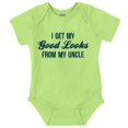 thumbnail image 1 of I Get My Good Looks From My Uncle Romper Boys or Girls Infant Baby Brisco Brands NB, 1 of 6
