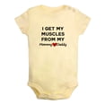 thumbnail image 1 of I Get My Muscles From My Mommy + Daddy Funny Rompers Newborn Baby Bodysuits Infant Jumpsuits Kids Cotton Graphic One-Piece Outfits, 1 of 5