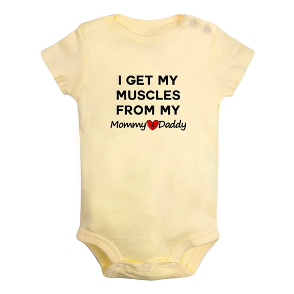 I Get My Muscles From My Mommy + Daddy Funny Rompers Newborn Baby Bodysuits Infant Jumpsuits Kids Cotton Graphic One-Piece Outfits