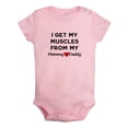 thumbnail image 1 of I Get My Muscles From My Mommy + Daddy Funny Rompers Newborn Baby Bodysuits Infant Jumpsuits Kids Cotton Graphic One-Piece Outfits, 1 of 5