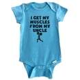 thumbnail image 1 of I Get My Muscles From My Uncle Baby Bodysuit (Blue), 6-9 Months, 1 of 2