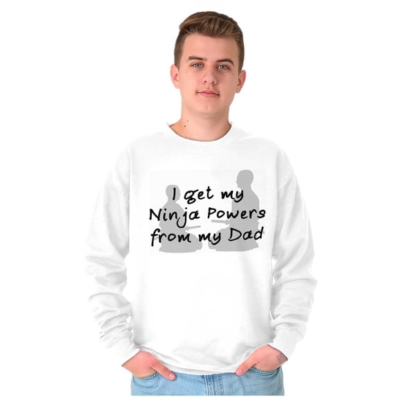 I Get My Ninja Powers From My Dad Men's Big & Tall Crewneck Sweatshirt Brisco Brands 3X