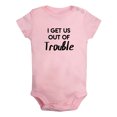 thumbnail image 1 of I Get Us Out of Trouble Triplets Baby Romper Newborn Funny Bodysuits Infant Jumpsuits Kids Clothes Graphic Outfits, 1 of 5