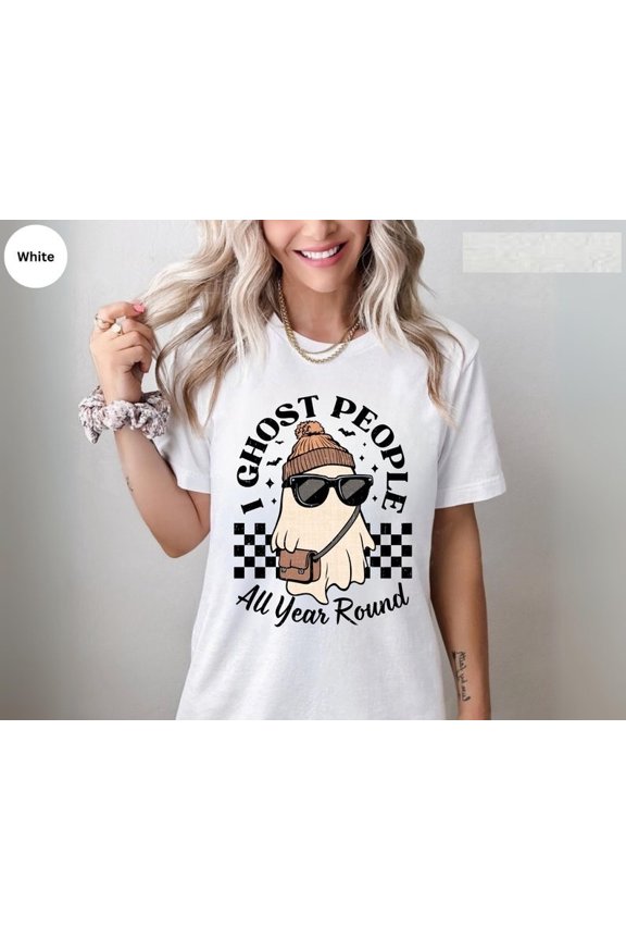 I Ghost People All Year-Round Shirt, Women's Halloween Graphic Tee, Funny Halloween Graphic Shirt, Adult Halloween Shirt