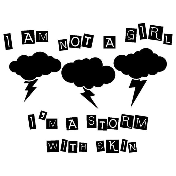 I Am Not A Girl I'm A Storm With Skin - 16" x 20" Kids Teens Girls Bedroom Art Funny Quotes Decoration Thunder Clouds Design Vinyl Wall Decal - Home Living Room Lettering Art Wall Decor Sticker