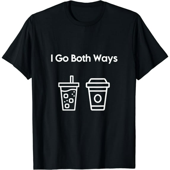 I Go Both Ways Iced Coffee and Hot Coffee Blue and Pink T-Shirt