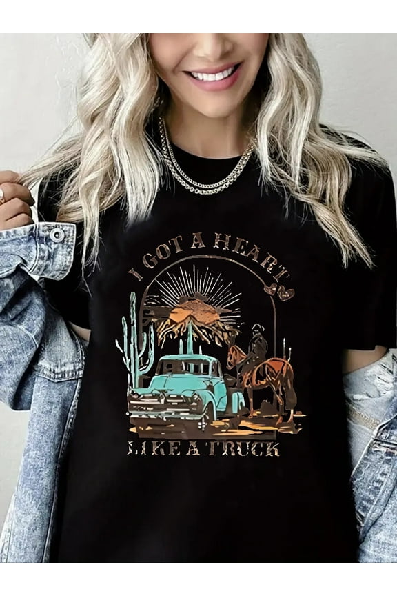 I Got A Heart Like A Truck T Shirt Women Country Music Shirts Nashville Concert Outfit Western Sunset Cowgirl Tops