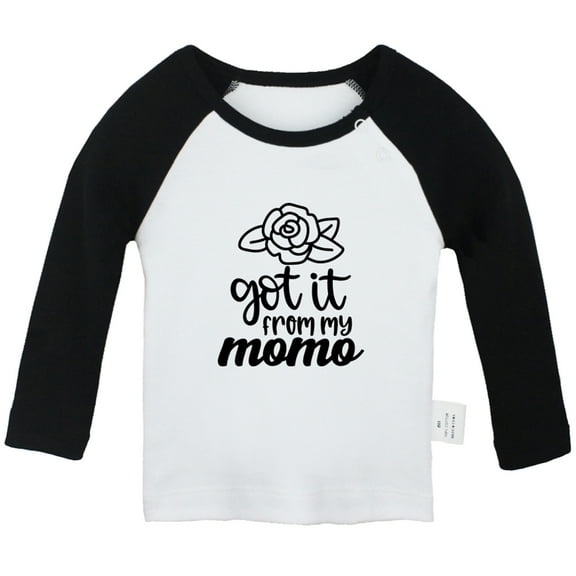 I Got it From My Mama Funny T shirt For Baby, Newborn Babies T-shirts, Infant Tops, 0-24M Kids Graphic Tees Clothing (Long Black Raglan T-shirt, 6-12 Months)
