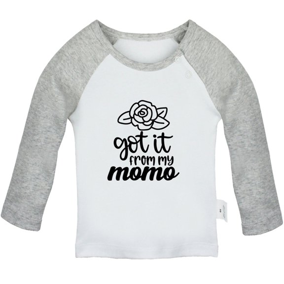 I Got it From My Mama Funny T shirt For Baby, Newborn Babies T-shirts, Infant Tops, 0-24M Kids Graphic Tees Clothing (Long Gray Raglan T-shirt, 18-24 Months)