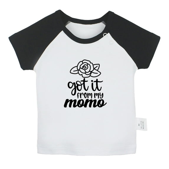 I Got it From My Mama Funny T shirt For Baby, Newborn Babies T-shirts, Infant Tops, 0-24M Kids Graphic Tees Clothing (Short Black Raglan T-shirt, 0-6 Months)