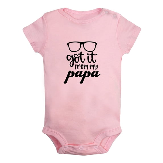I Got it From My Papa Funny Rompers For Babies, Newborn Baby Unisex Bodysuits, Infant Jumpsuits, Toddler 0-12 Months Kids One-Piece Oufits (Pink, 0-6 Months)