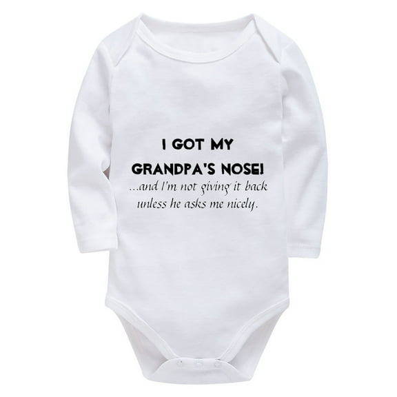 I Got My Grandpa's Nose Baby Outfit Unisex Long Sleeve Bring Home Outfits for Baby Boy White Onesie for Baby Girls 3-6 Month