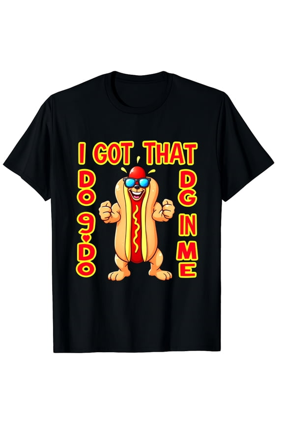 I Got That Dog in Me Funny Hot Dog Meme Cartoon Comfort Colors Adult Graphic Crew Neck Short Sleeve T-Shirts (Men's, Women's)