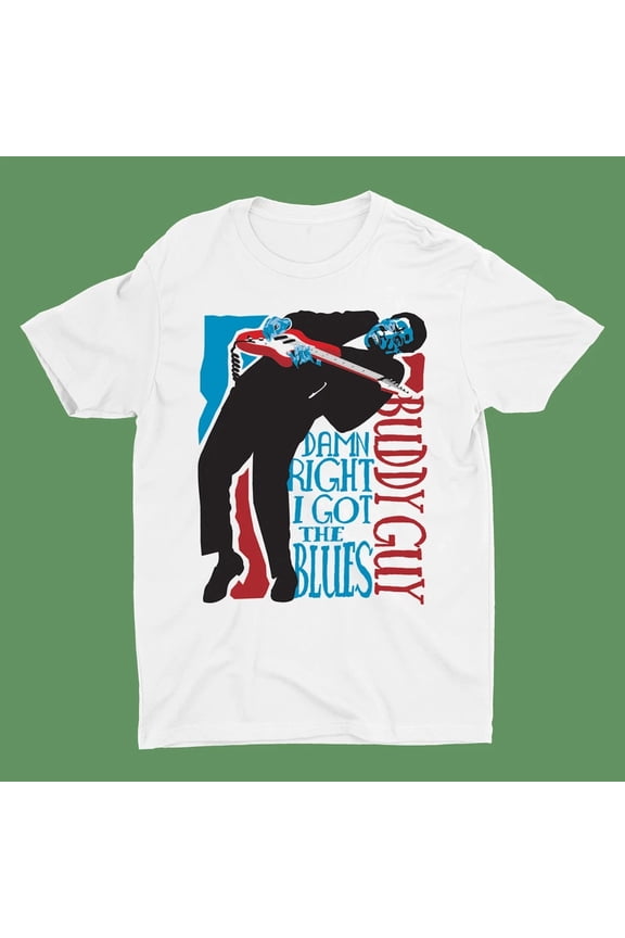 I Got The Blue Buddy Guy Guitar Shirt Short Sleeve White Unisex