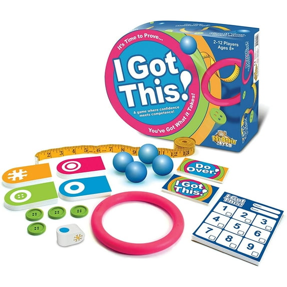 I Got This!, Game of proving your skills through a variety of tricky challenges; fun and silly challenges incorporate ping pong balls, a rubber.., By Fat Brain Toys