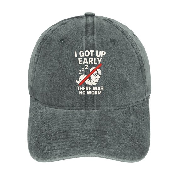 I Got Up Early There Was No Worm Gray Cotton Baseball Cap for Men Women, Outdoor Casual Adjustable Hat