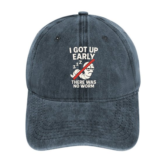 I Got Up Early There Was No Worm Navy Cotton Baseball Cap for Men Women, Outdoor Casual Adjustable Hat