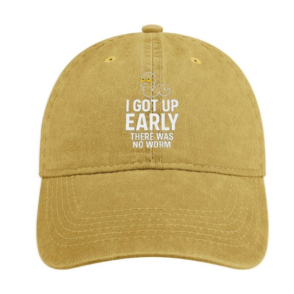 I Got Up Early There Was No Worm Sand Colour Vintage Washed Plain Baseball Cap Dad Golf Hat for Men Women