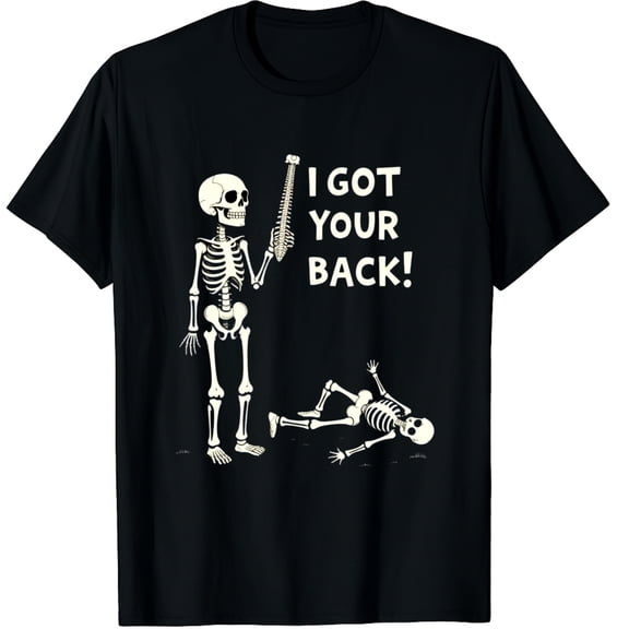 I Got Your Back Halloween Skeleton Skull Sarcastic Graphic Crew Neck Short Sleeve T-Shirts (Men's, Women's)