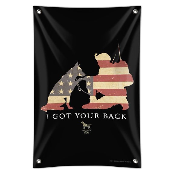 I Got Your Back Soldier and German Shepherd Dog American Flag Home Business Office Sign