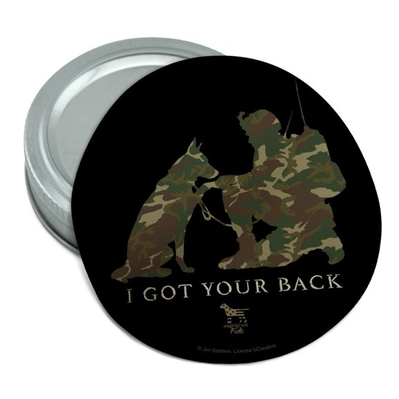 I Got Your Back Soldier and German Shepherd Dog Camo Round Rubber Non-Slip Jar Gripper Lid Opener