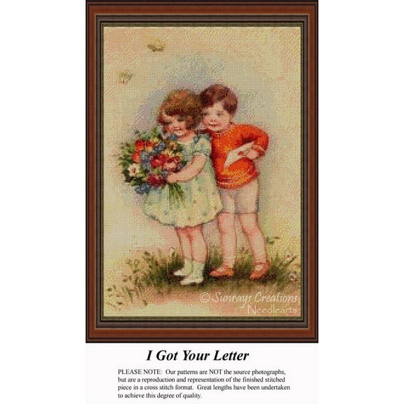 I Got Your Letter, Vintage Counted Cross Stitch Pattern (Pattern Only, You Provide the Floss and Fabric)