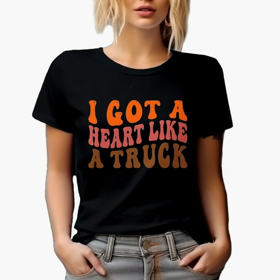 I Got a Heart Like a Truck, Quote About Being Resilient, Groovy Retro Wavy Text Merch Gift, Black T-Shirt, Small