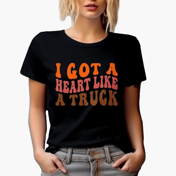 I Got a Heart Like a Truck, Quote About Being Resilient, Groovy Retro Wavy Text Merch Gift, Black T-Shirt, XL