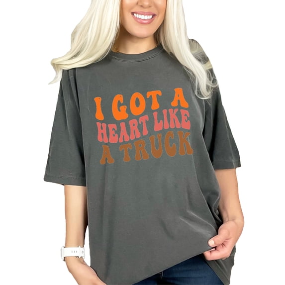 I Got a Heart Like a Truck, Quote About Being Resilient, Groovy Retro Wavy Text, Pepper Comfort Colors T-Shirt, Small