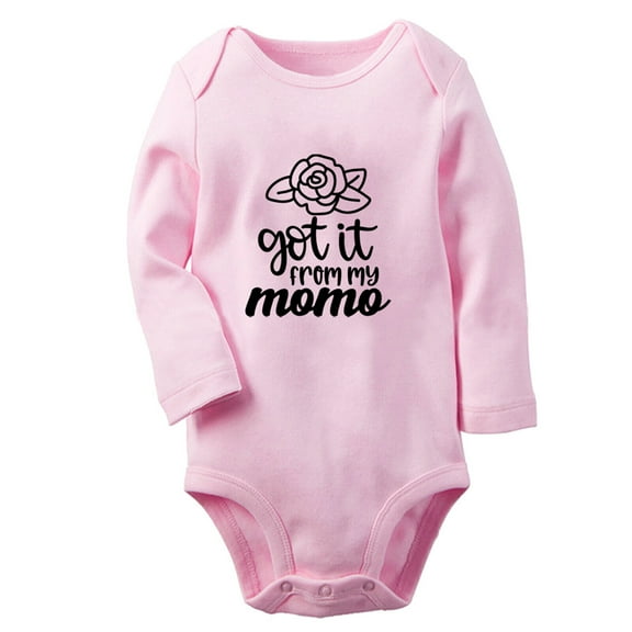 I Got it From My Mama Funny Rompers, Newborn Baby Unisex Bodysuits, Infant Jumpsuits, Toddler 0-12 Months Kids Long Sleeves Oufits (Pink, 0-6 Months)