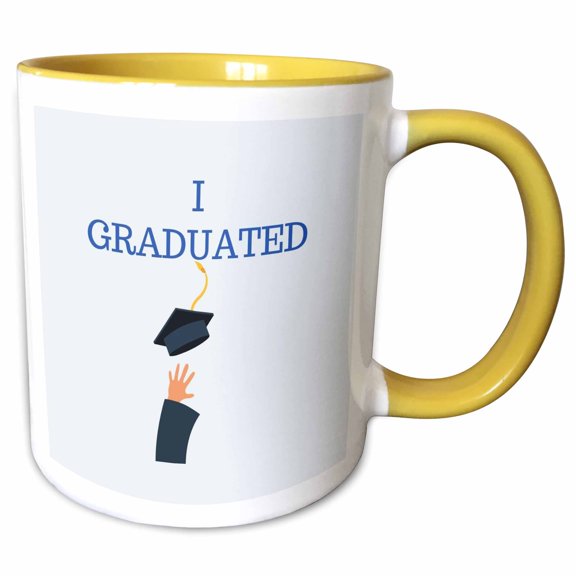 3drose, I Graduated Celebarating Success, 11oz Two-tone Yellow Mug