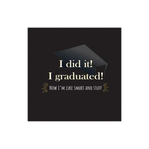 I Graduated Smart & Stuff Black Grad Cap 12 x 12 Wood Wall Sign Plaque