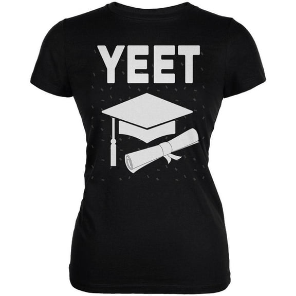 I Graduated Yeet Graduation Juniors Soft T Shirt Black X-LG