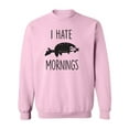 thumbnail image 1 of I HATE MORNINGS (SLOTH) Crewneck Sweatshirt, 1 of 3