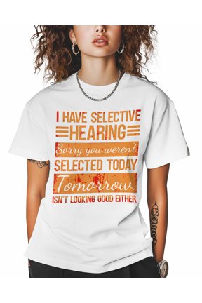 I HAVE SELECTIVE HEARING T Shirts for Women Short Sleeve Cotton Crewneck T-Shirt Retro Graffiti Tee Tops Casual Basic T-Shirts, XS-5XL White S
