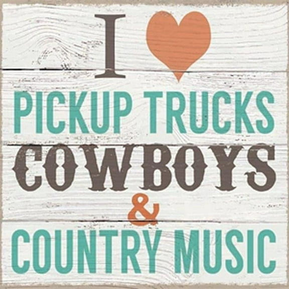I HEART COWBOYS Wood 6x6 Box CW Sign by Sixtrees