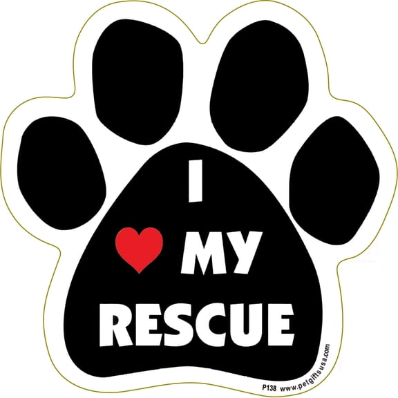 I (HEART) My Rescue - Paw Magnet