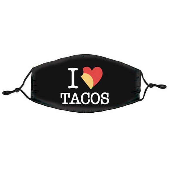 I Heart Tacos Face Mask, 2-Layer Washable Cloth Mask with Adjustable Ear Loops