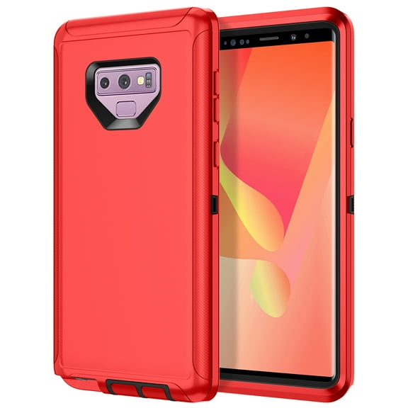 I-HONVA Compatible with Samsung Galaxy Note 9 Case,3-Layer Military Grade Drop Protection Anti-Slip Bumper Rugged Shockproof Dustproof Protection 6.4 inch Phone Case,Red Black