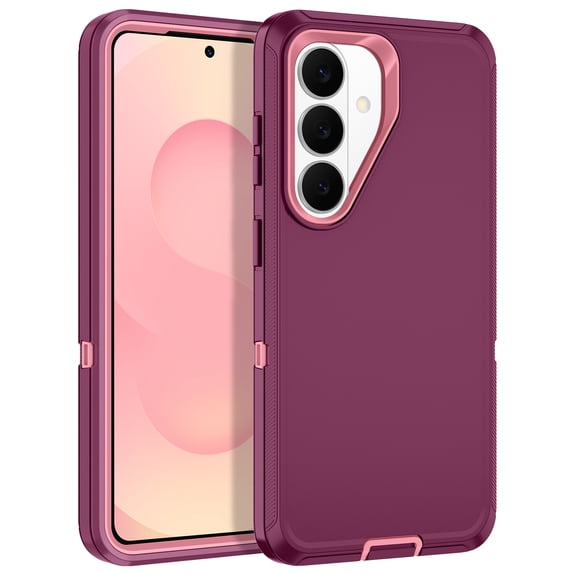 I-HONVA Compatible with Samsung Galaxy S26 Plus Case,3-Layer Military-Grade Drop Protection Anti-Slip Bumper Rugged Shockproof Dustproof Protection Phone Case,Purple Pink