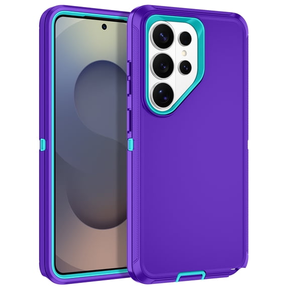 I-HONVA Compatible with Samsung Galaxy S26 Ultra Case,3-Layer Military-Grade Drop Protection Anti-Slip Bumper Rugged Shockproof Dustproof Protection Phone Case,Purple Green