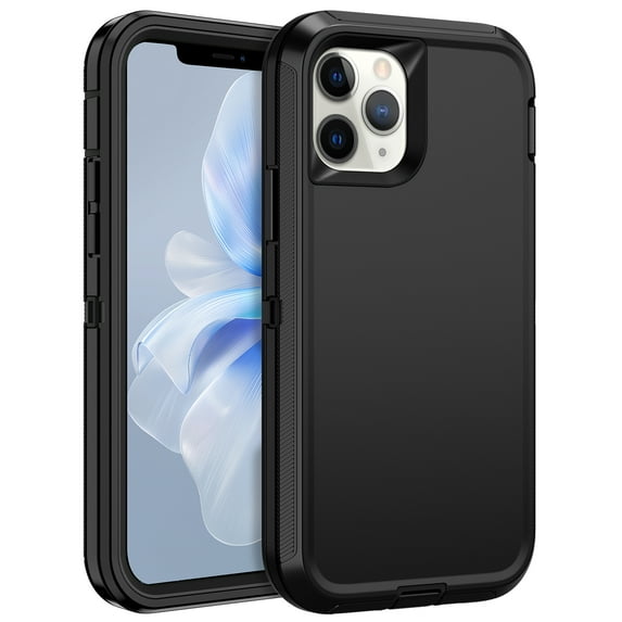 I-HONVA Compatible with iPhone 11 Pro Max Case,3-Layer Military Grade Drop Protection Anti-Slip Bumper Rugged Shockproof Dustproof Protection 6.5 inch Phone Case,Black